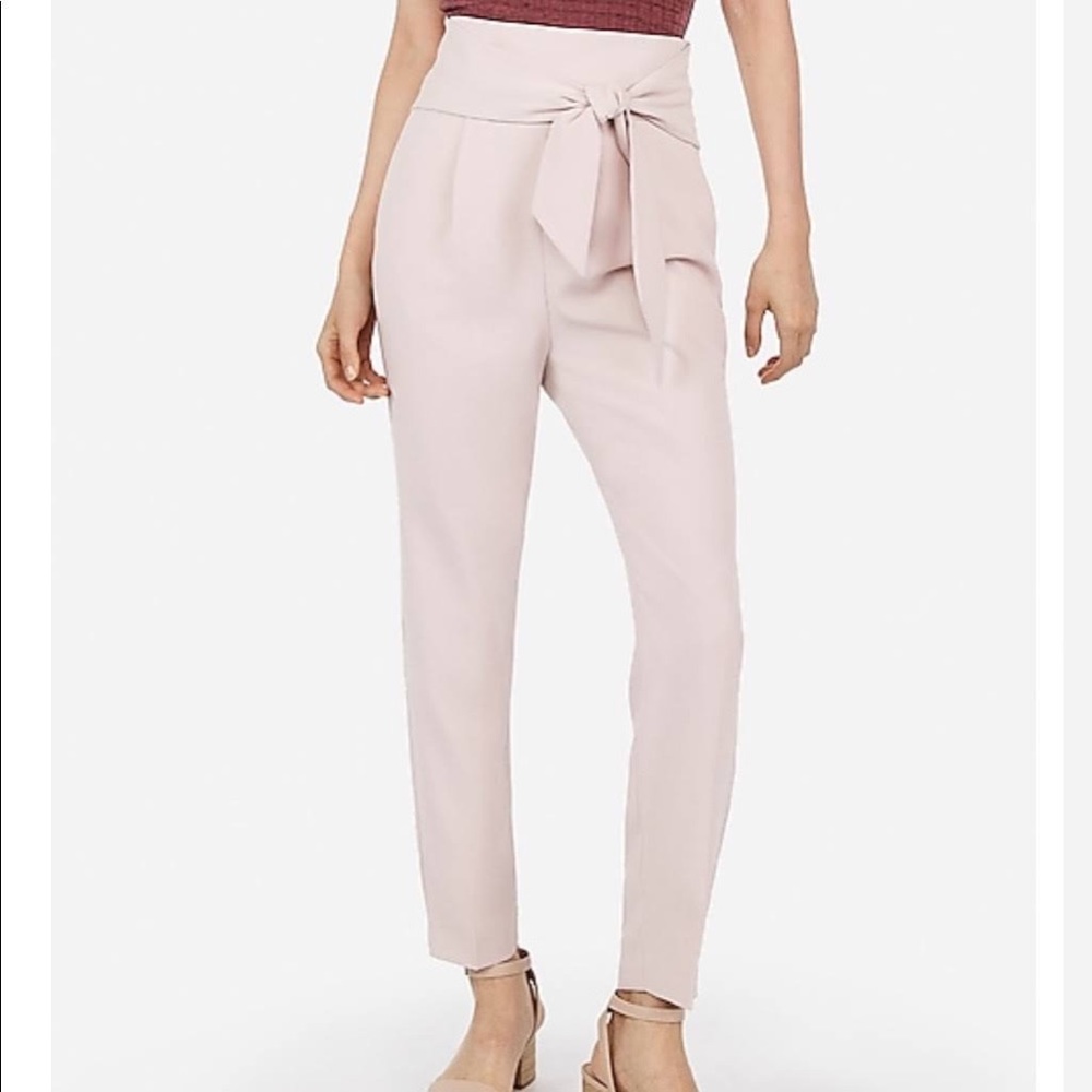 EXPRESS Blush Pink Super High Waisted Pleated Ankle Pant